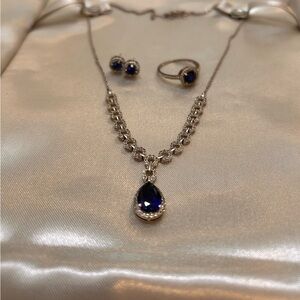 Elegant Silver and Blue Jewelry Set